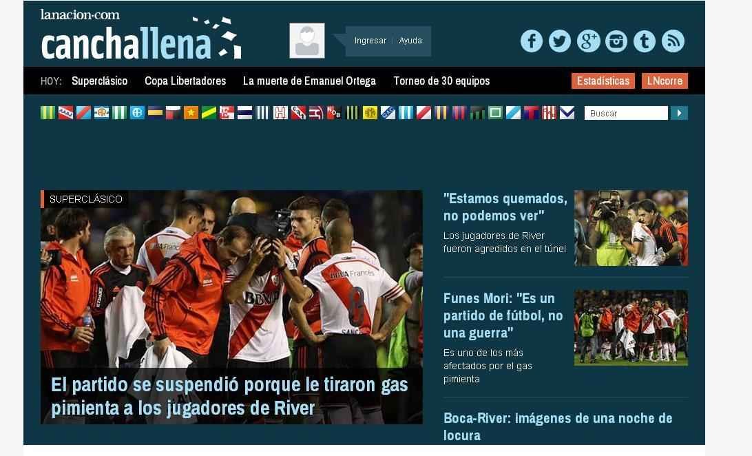 'Partida  suspensa porque atiraram gs de pimenta nos jogadores do River', diz o Canchallena