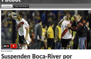 s, da Espanha: Boca e River suspenso por agresso a jogadores com gs. No caminho atravs do tnel para o segundo tempo, vrios jogadores River Plate foram atacados pela torcida do Boca Juniors