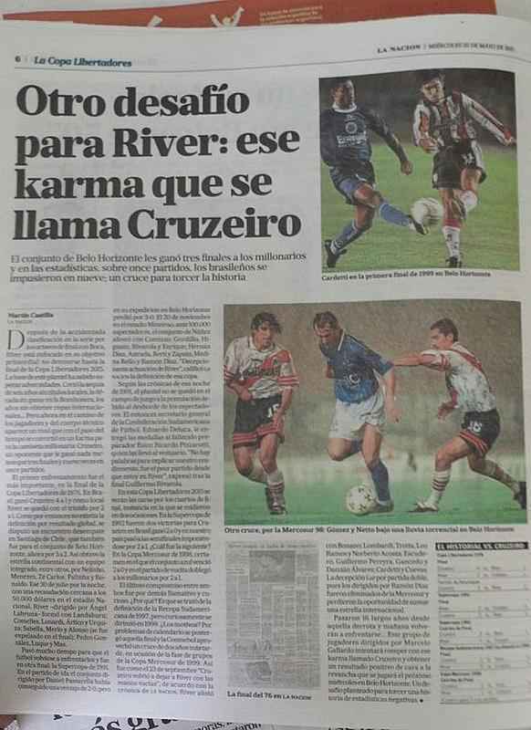 Jornal La Nacin destaca 'freguesia' do River contra o Cruzeiro