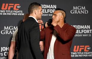 Imagens do Media Day do UFC 187, com encaradas dos principais lutadores - Chris Weidman e Vitor Belfort