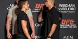 Imagens do Media Day do UFC 187, com encaradas dos principais lutadores - Joseph Benavides e John Moraga