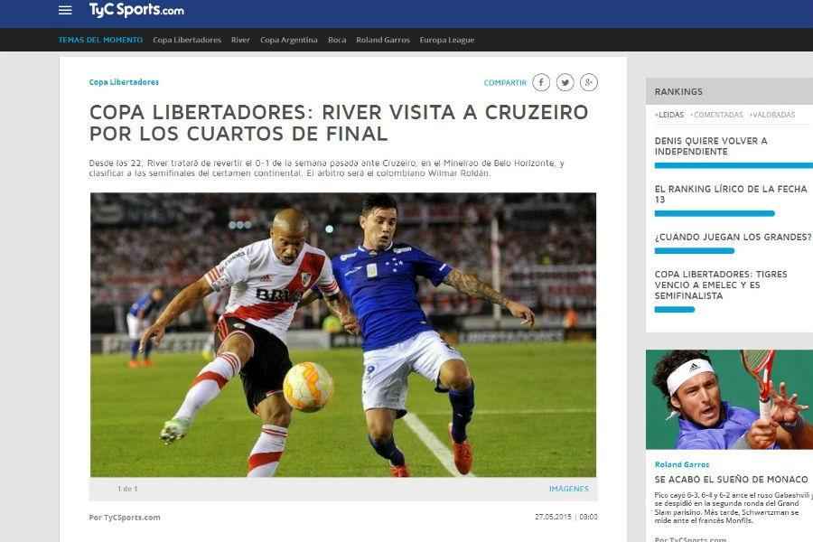 TyCSports: River visita Cruzeiro para reverter derrota por 1 a 0 na semana passada 