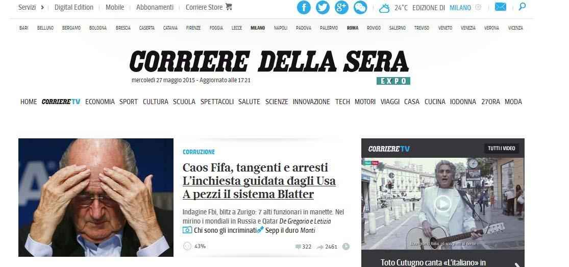 Corriere della Sera (Itlia) - Caos na Fifa: corrupo e prises
