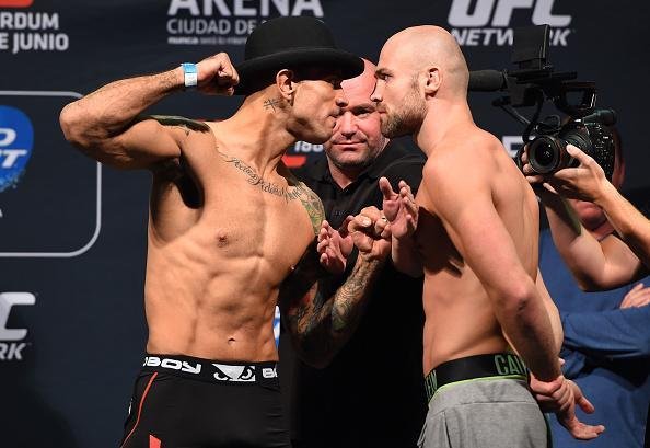 Imagens da pesagem do UFC 188 - Augusto Montana e Cathal Pendred 