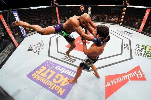 Imagens da vitria de Yoel Romero sobre Lyoto Machida no UFC em Hollywood