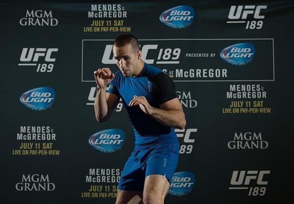 Imagens do treino aberto do UFC 189, em Las Vegas - Rory MacDonald em ao
