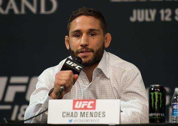 Imagens da coletiva pr-lutas do UFC 189, em Las Vegas - Chad Mendes concede entrevista