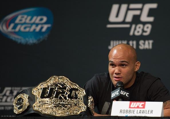 Imagens da coletiva pr-lutas do UFC 189, em Las Vegas - O campeo dos meio-mdios Robbie Lawler