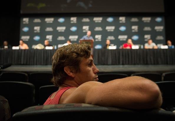 Imagens da coletiva pr-lutas do UFC 189, em Las Vegas - Parceiro de Chad Mendes, Urijah Faber