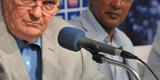Alm do presidente Gilvan de Pinho Tavares, participaram da entrevista o gerente de futebol do Cruzeiro, Valdir Barbosa e o supervisor Benecy Queiroz
