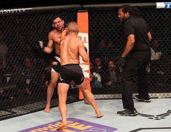 Confira fotos do massacre de TJ Dillashaw sobre Renan Baro no UFC em Chicago