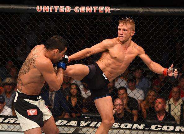 Confira fotos do massacre de TJ Dillashaw sobre Renan Baro no UFC em Chicago