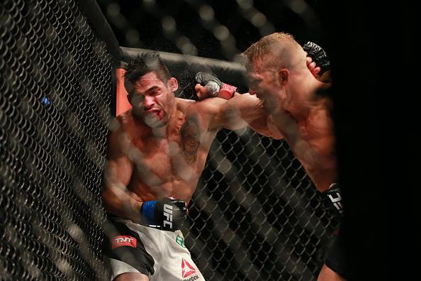 Confira fotos do massacre de TJ Dillashaw sobre Renan Baro no UFC em Chicago