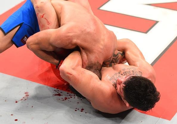 Reginaldo Vieira (bermuda azul) venceu Dileno Lopes por deciso unnime e conquistou o ttulo dos galos do TUF Brasil 4