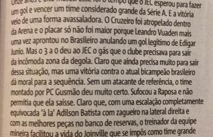 Jornal de Joinville critica Adlson e Luxa aps goleada sofrida pelo Cruzeiro