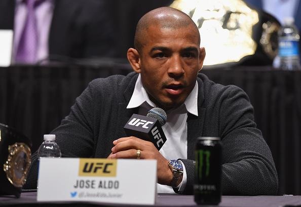 Veja imagens da super coletiva do UFC em Las Vegas - Jos Aldo, que enfrenta Conor McGregor pela unificao do cinturo dos penas, no UFC 194, dia 12 de dezembro, em Las Vegas