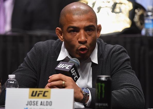 Veja imagens da super coletiva do UFC em Las Vegas - Jos Aldo, que enfrenta Conor McGregor pela unificao do cinturo dos penas, no UFC 194, dia 12 de dezembro, em Las Vegas