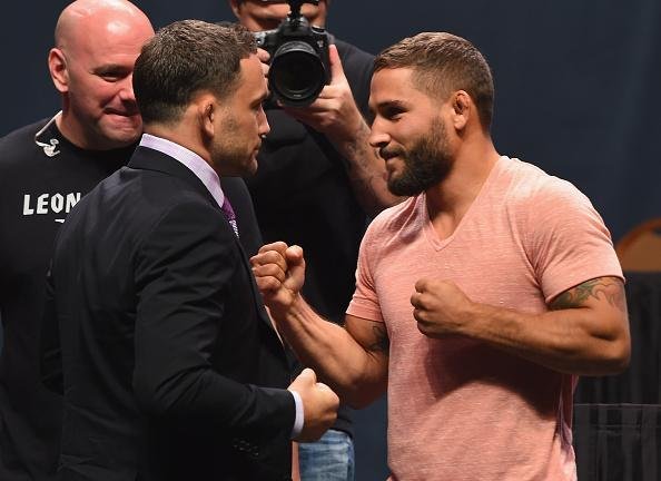Veja imagens da super coletiva do UFC em Las Vegas - Encarada entre Frankie Edgar e Chad Mendes