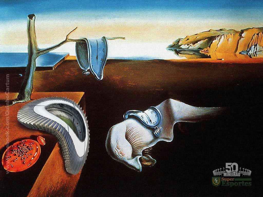 Mineirão em versão 'derretida' no quadro 'Persistência da memória', do pintor surrealista Salvador Dali