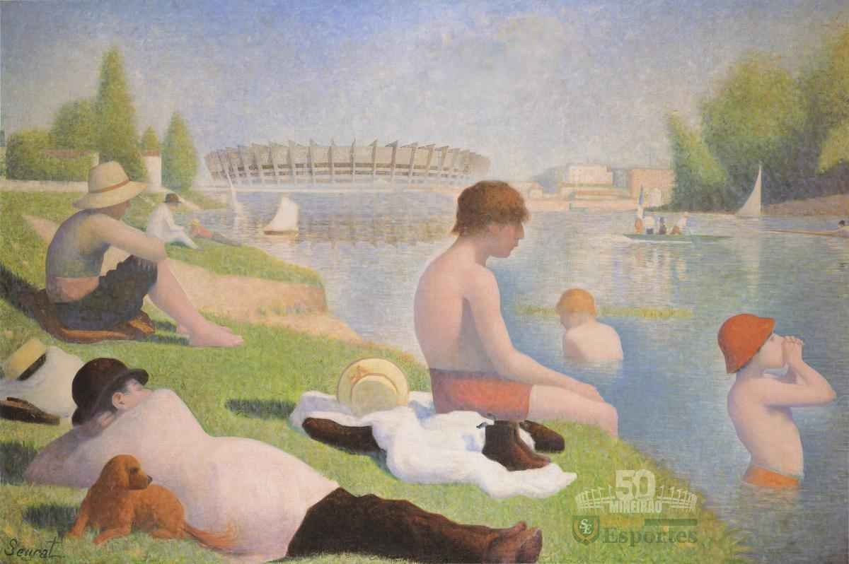 A obra 'Banhistas', de Seurat, toma ares da belíssima Pampulha