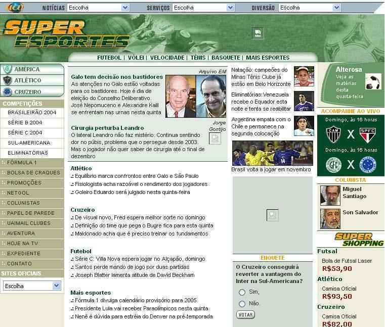 Layout do Superesportes em 2004
