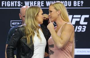 Coletiva e encaradas do UFC em Melbourne - Encarada entre Ronda Rousey e Holly Holm