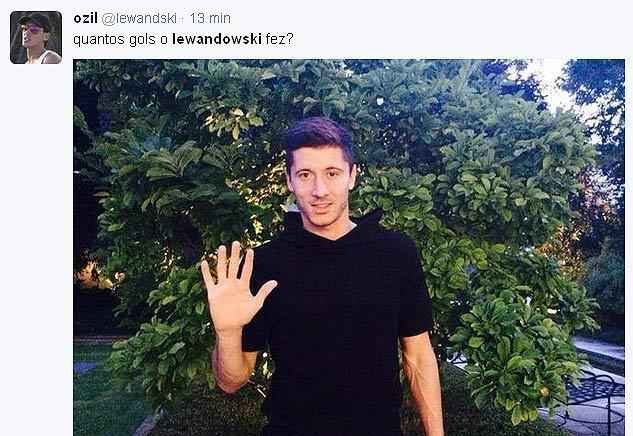 Nas redes, torcida brincou com dia histrico do atacante polons Lewandowski, que marcou cinco gols em 9 minutos durante partida do Bayern de Munique contra o Wolfsburg