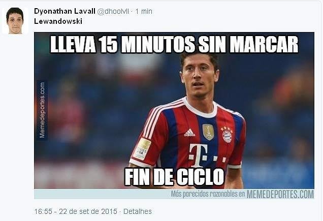 Nas redes, torcida brincou com dia histrico do atacante polons Lewandowski, que marcou cinco gols em 9 minutos durante partida do Bayern de Munique contra o Wolfsburg