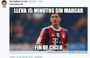 Nas redes, torcida brincou com dia histrico do atacante polons Lewandowski, que marcou cinco gols em 9 minutos durante partida do Bayern de Munique contra o Wolfsburg