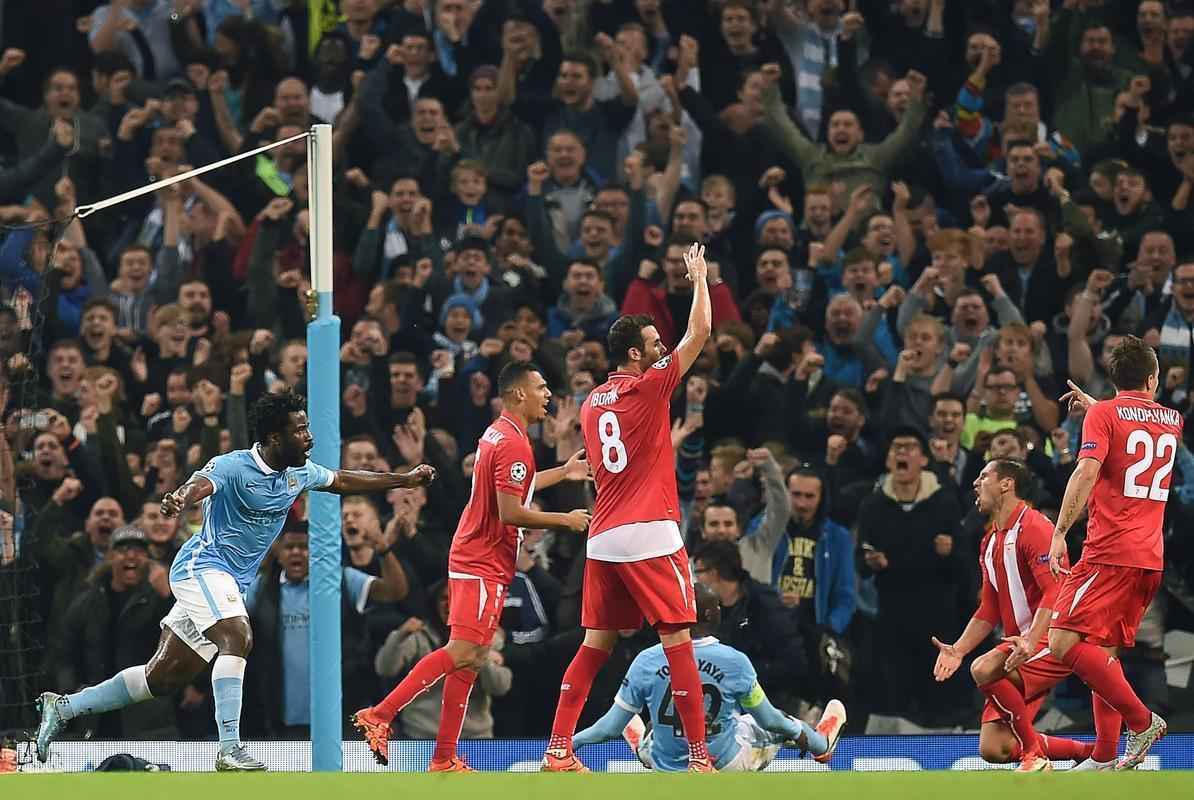 Veja fotos do jogo entre Manchester City e Sevilla pela Liga dos Campees