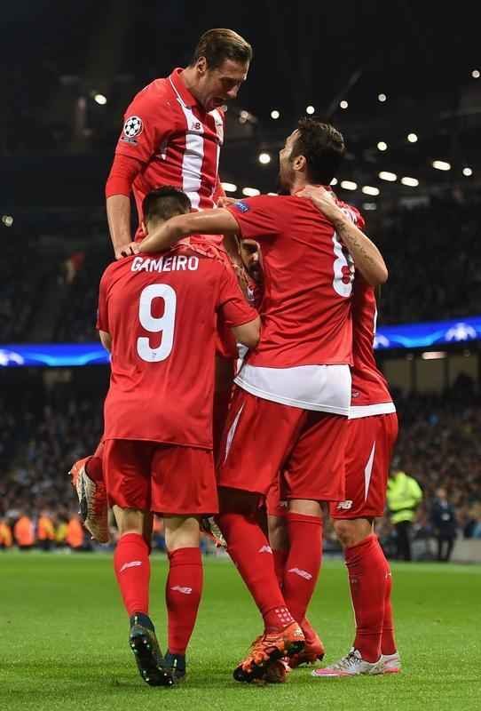 Veja fotos do jogo entre Manchester City e Sevilla pela Liga dos Campees