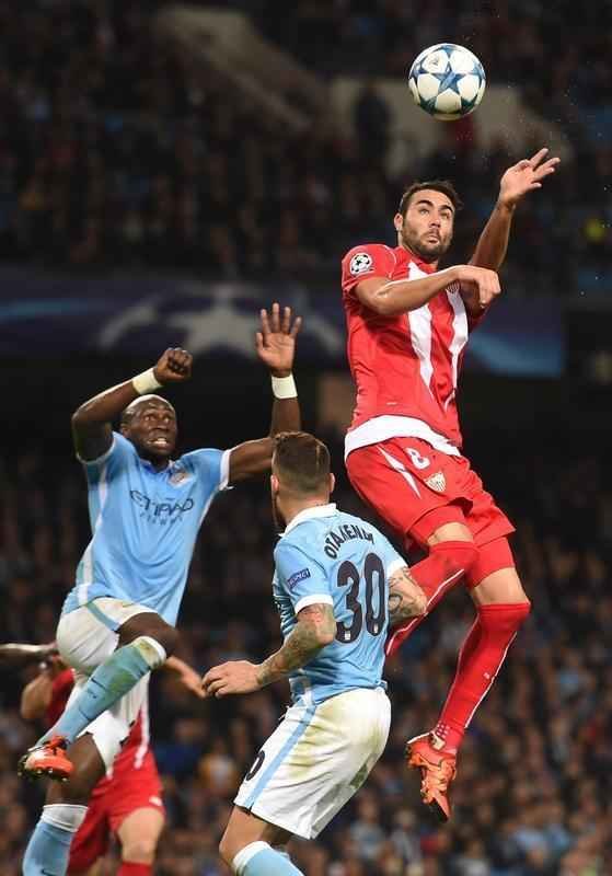 Veja fotos do jogo entre Manchester City e Sevilla pela Liga dos Campees