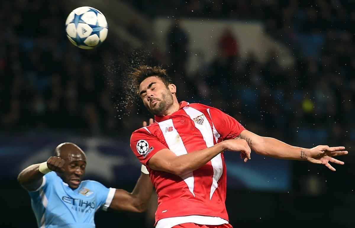 Veja fotos do jogo entre Manchester City e Sevilla pela Liga dos Campees