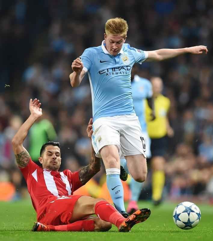 Veja fotos do jogo entre Manchester City e Sevilla pela Liga dos Campees