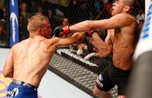 Renan Baro enfrentou TJ Dillashaw em maio de 2014. Ele colocou em jogo o cinturo do peso galo pela segunda vez e a longa invencibilidade na carreira de 33 lutas. O norte-americano demonstrou muita superioridade no duelo, nocauteou o brasileiro no quinto  round e cumpriu a promessa de 'chocar o mundo'