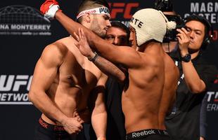 Imagens da pesagem do UFC em Monterrey - Tenso entre  Horacio Gutierrez e Enrique Barzola 