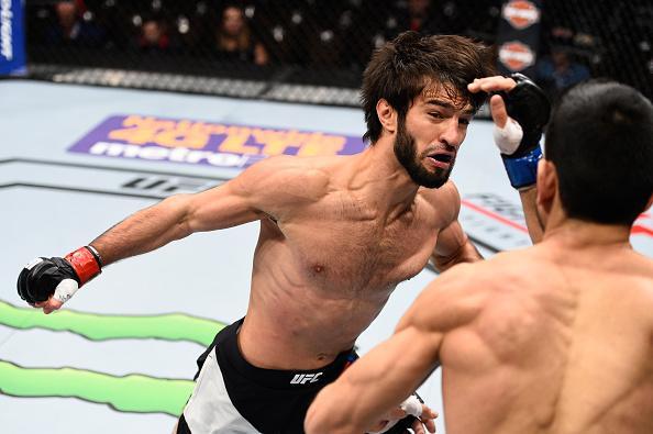 Zubaira Tukhugov (luvas vermelhas) venceu Phillipe Nover por deciso dividida