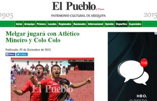 O jornal da cidade de Arequipa, no interior do Peru, onde o Melgar tem sua sede, destaca apenas a definio do grupo da equipe. 'Melgar jogar com Atltico Mineiro e Colo Colo'