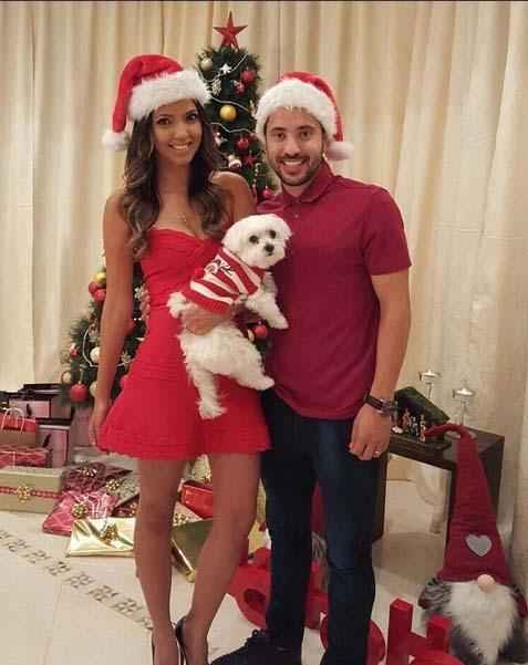 Everton Ribeiro, ex-Cruzeiro, com a esposa Marilia em Dubai