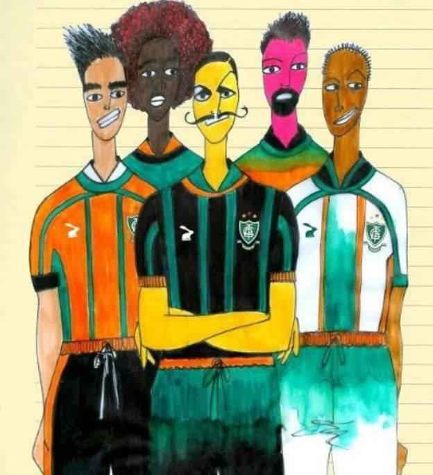 Esboo de uniforme do Amrica desenhado pelo estilista Ronaldo Fraga
