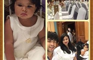 Luan ao lado da filha e da mulher