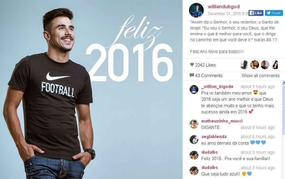 Willian postou mensagem para os cruzeirenses