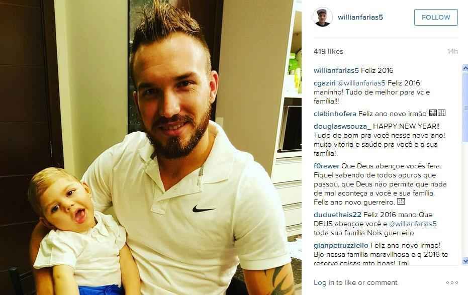 Willian Farias ao lado do filho na passagem de ano