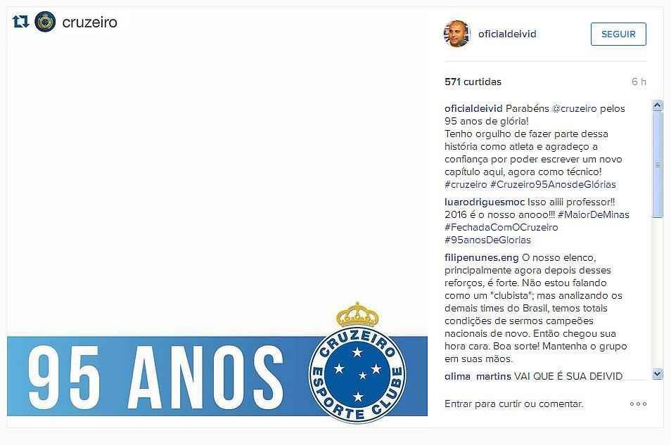 Deivid, novo tcnico do Cruzeiro