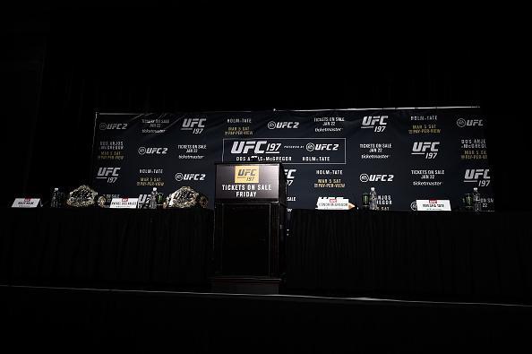 Coletiva do UFC 196 em Las Vegas - Palco montado no MGM Grand Hotel & Casino