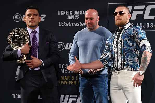 Coletiva do UFC 196 em Las Vegas - Rafael dos Anjos, Dana White e Conor McGregor