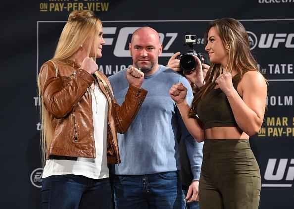 Coletiva do UFC 196 em Las Vegas - Campe Holly Holm e desafiante Miesha Tate se encaram