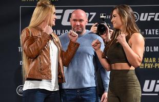 Coletiva do UFC 196 em Las Vegas - Campe Holly Holm e desafiante Miesha Tate se encaram