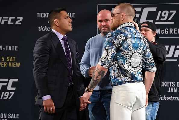 Coletiva do UFC 196 em Las Vegas - Rafael dos Anjos, Dana White e Conor McGregor