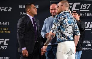 Coletiva do UFC 196 em Las Vegas - Rafael dos Anjos, Dana White e Conor McGregor